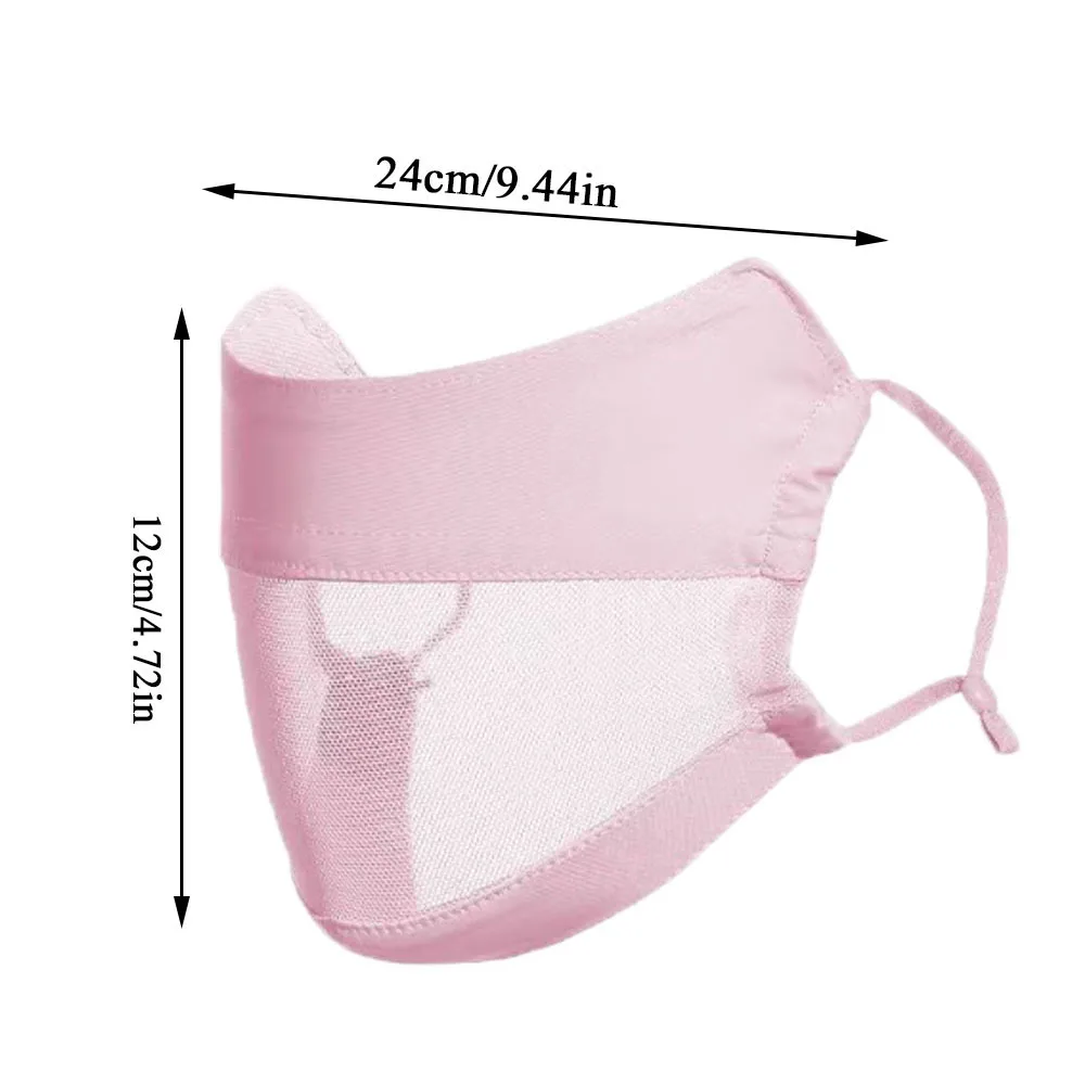 Summer Sunscreen Mask Ice Silk Face Scarf Mesh Breathable Face Cover Women Anti-UV Outdoor Sports Cycling Mask Sunscreen Veil