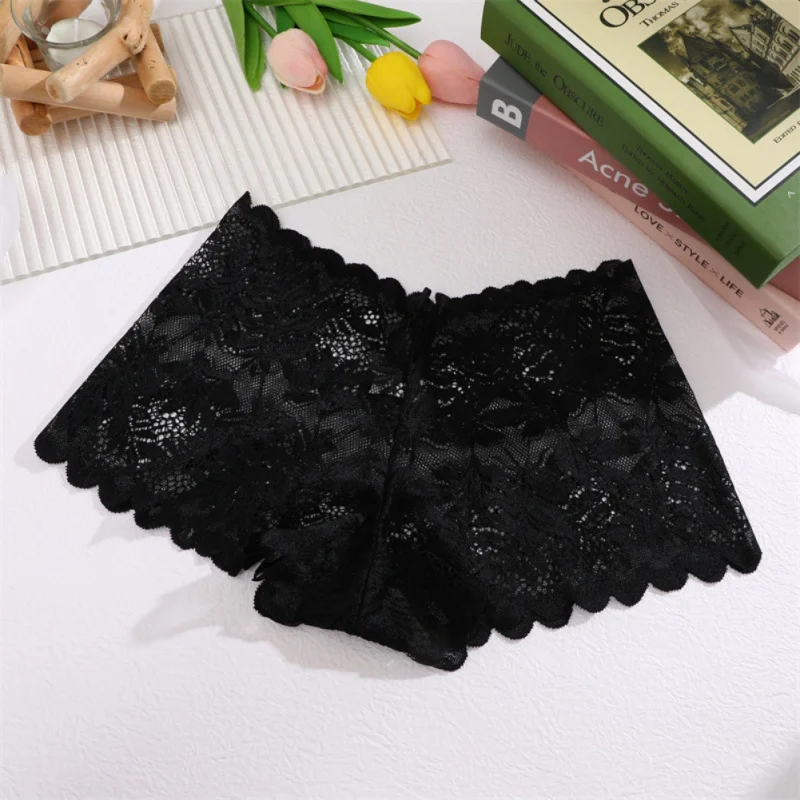 Women's Lace Triangle Panties Semi Transparent Seamless Briefs Bowknot Sexy Underwear Thin Lingerie Breathable Skin-Friendly