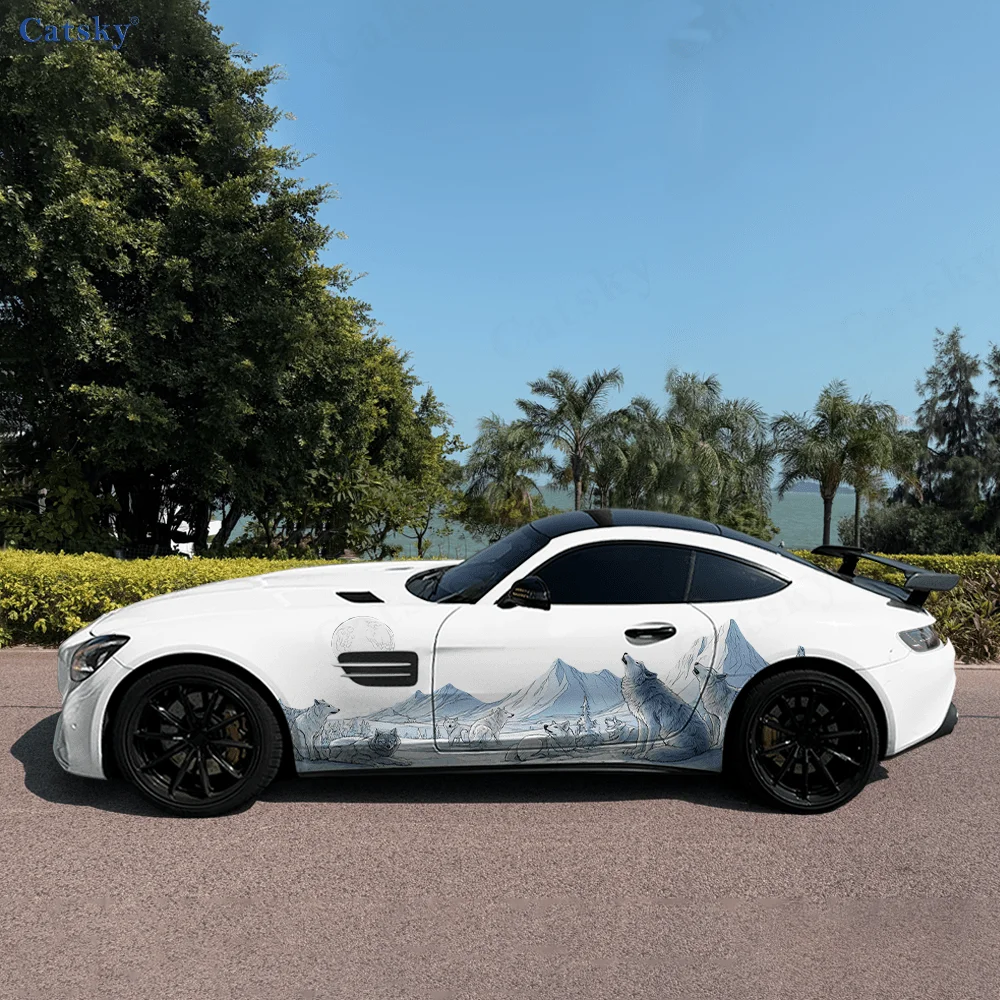 

2pcs.Cool Vine Wolf Head Car Wrap Sticker (Decorative & Scratch-Resistant, Suitable for Gifting & Dance Cars).car vinyl wraps