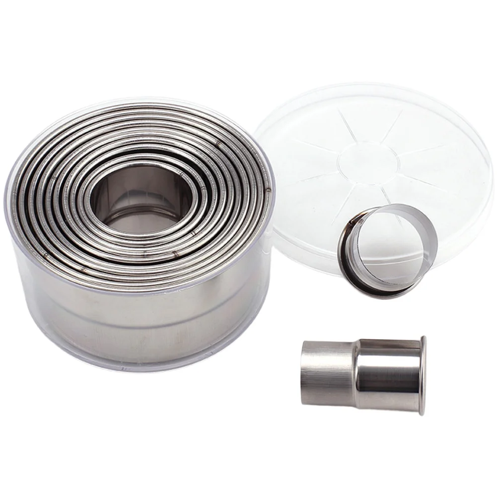Stainless Steel 12 Piece Round Cookie Cutter Kit for Mousse Cakes Biscuits Cookies Pastry Dough and Dumpling Crafting