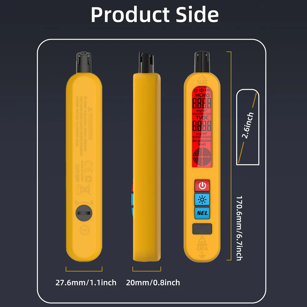 Big Discount BSIDE G2 Air Quality Detector with Mute Detection and Anti-Slip Sheath Formaldehyde HCHO TVOC Meter