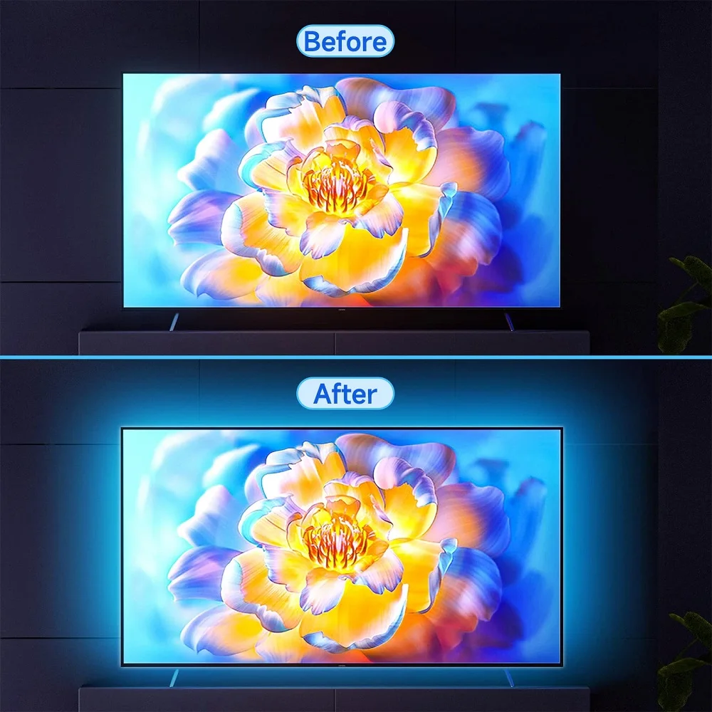 5V USB 5050 LED Strip Lights with Bluetooth APP Control for TV LED Backlights 16 Million Colors Music Sync Timing Function