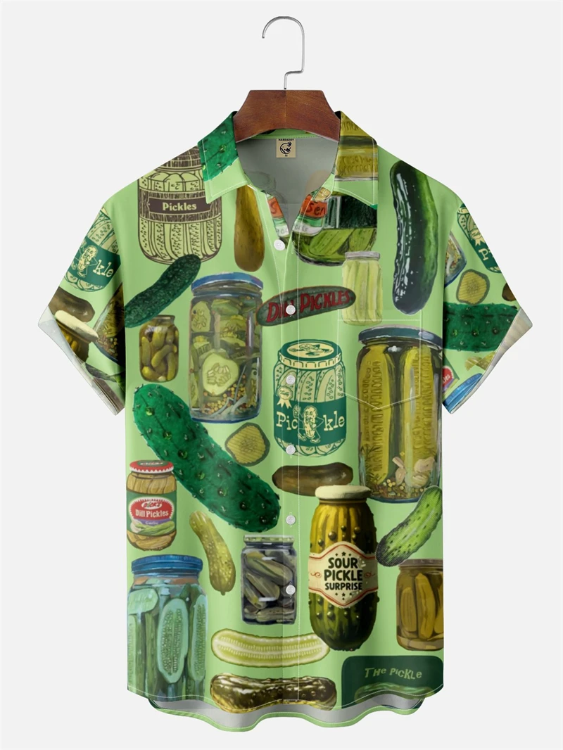 

New Sour Pickled Pattern Shirts Men Women Summer Fashion Short Sleeve 3D Printed Women Blouse Personality Streetwear Harajuku