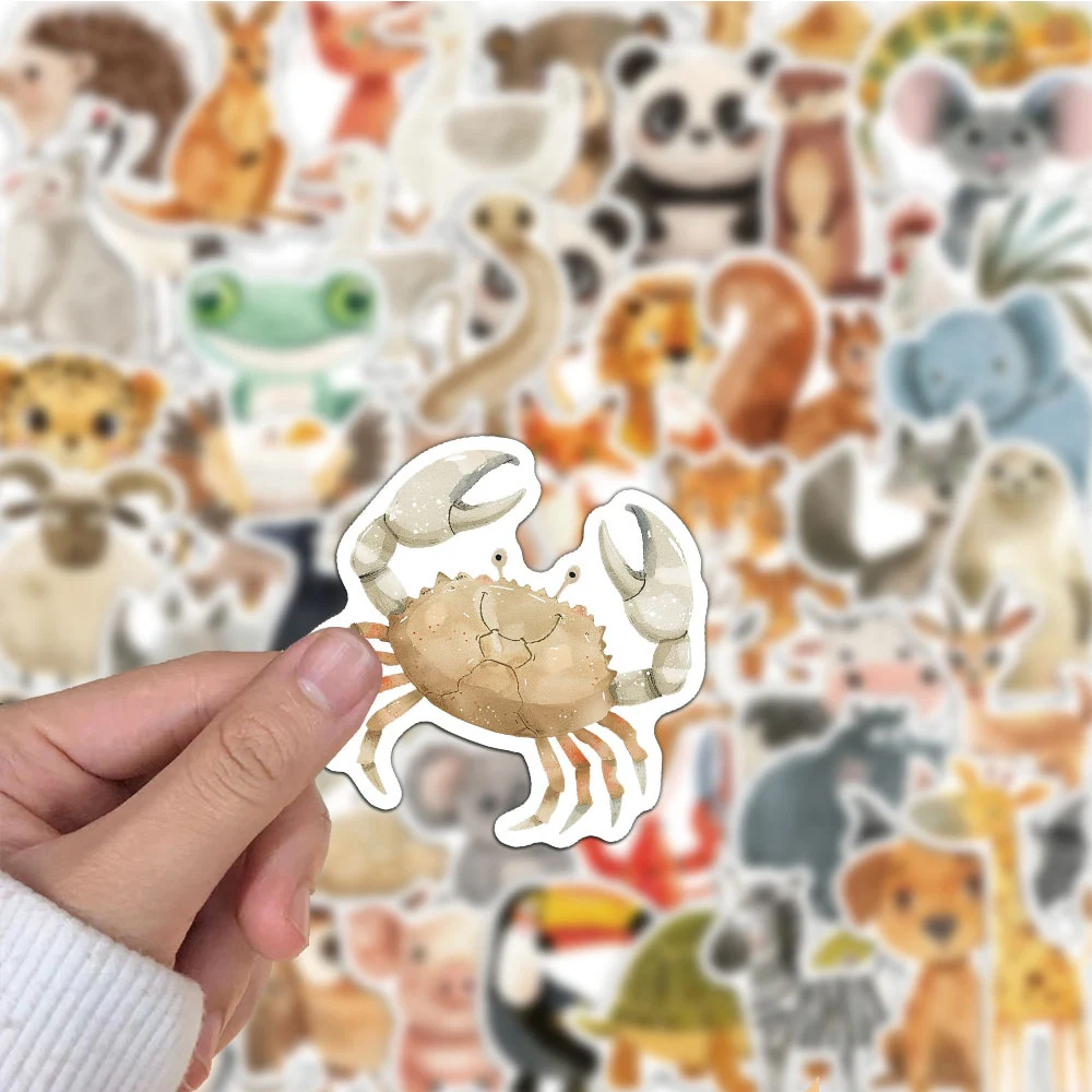10/30/50pcs Kawaii Watercolor Animal Stickers Cute Panda Penguin Cartoon Decals Water Bottle Stationery Phone Sticker Decoration