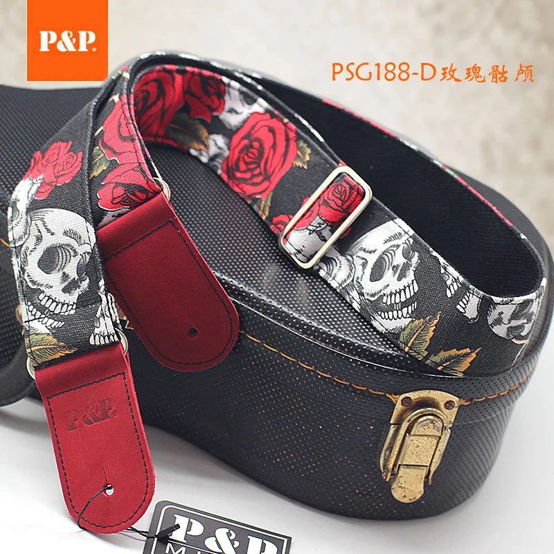 P&P Adjustable Embroidered Cotton Guitar Strap Widening and Thickening for Electric Acoustic Wooden Guitar Bass Belts