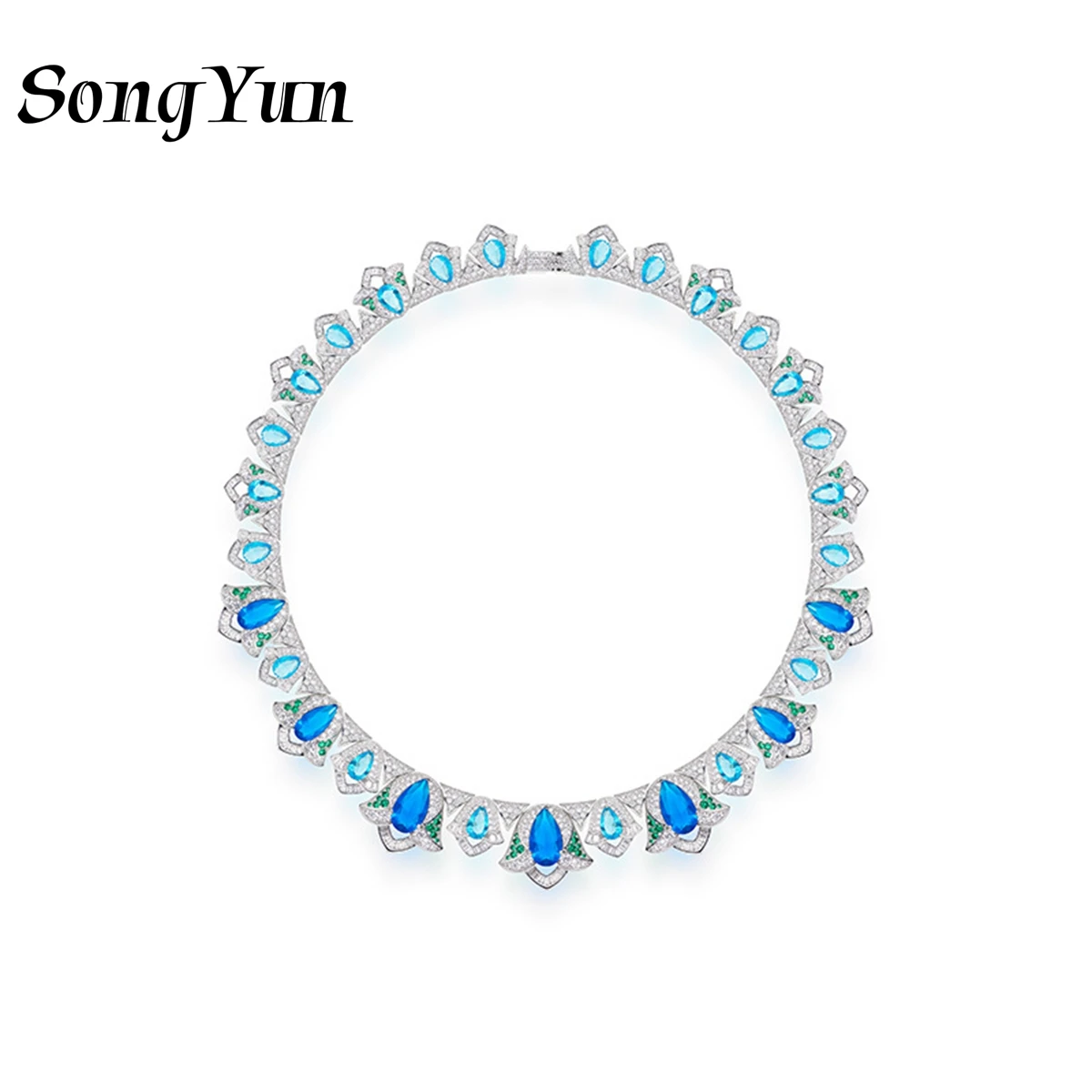 SY Luxury Jewelry 925 Sterling Silver Necklace Pendant Ladies Evening Dress Collarbone Chain Necklaces For Women