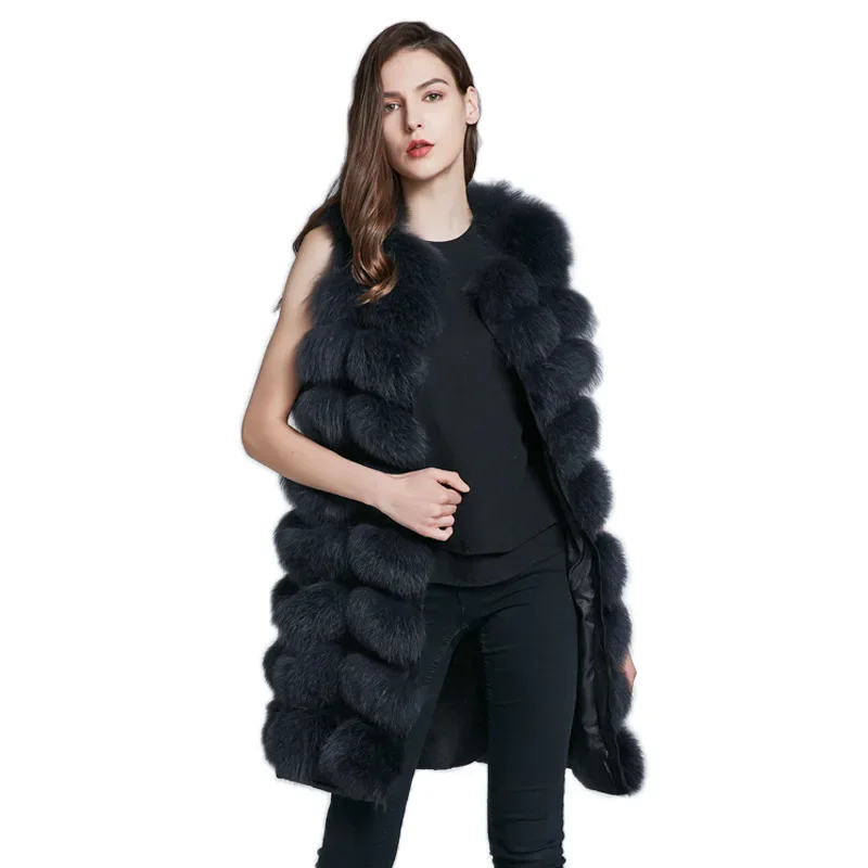 Fox Fur Grass Vest Women's Long Square Fur Coat Autumn and Winter New Warm Coat