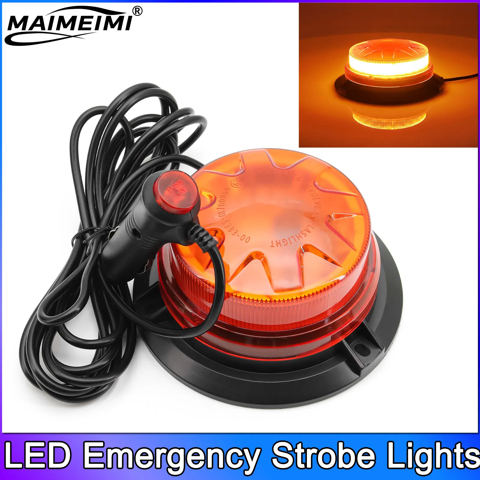 1pc Magnetic Flashing Yellow Lamp Safety Alert Light for Outdoor Camping Road Safety Light Waterproof LED Warning Beacon