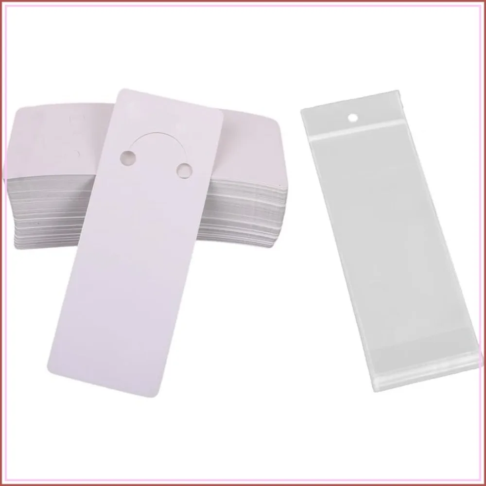 

100 Sets Keychain Display Cards with Self-Sealing Bags, 5.9x2 inch, for Jewelry Packaging