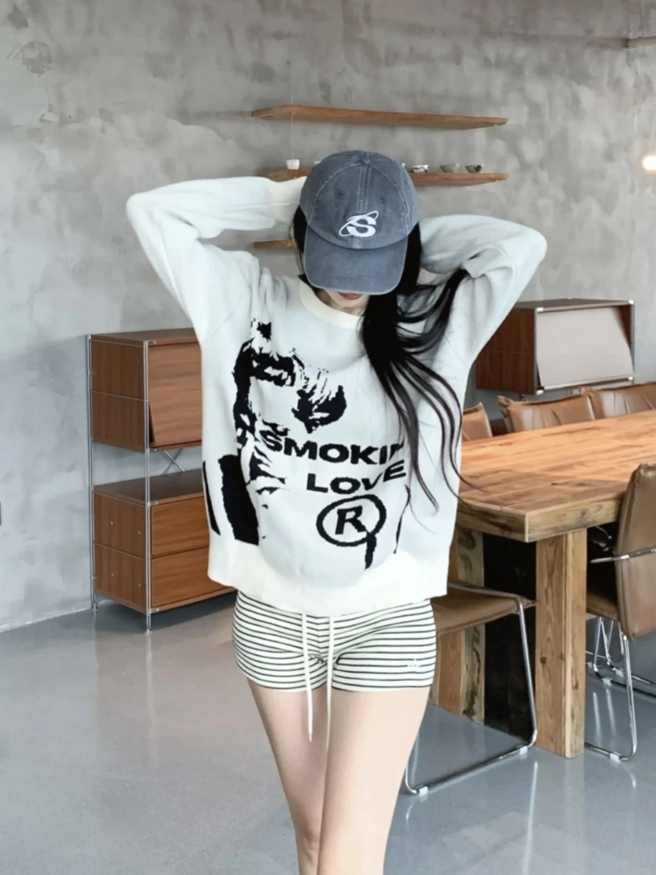 سترة محبوكة دافئة "wen Ai" كسول المال القديم Sle المرأة Faion تخفيف فضفاضة تناسب طويلة Sve جولة Ne نمط الرسوم المتحركة #3