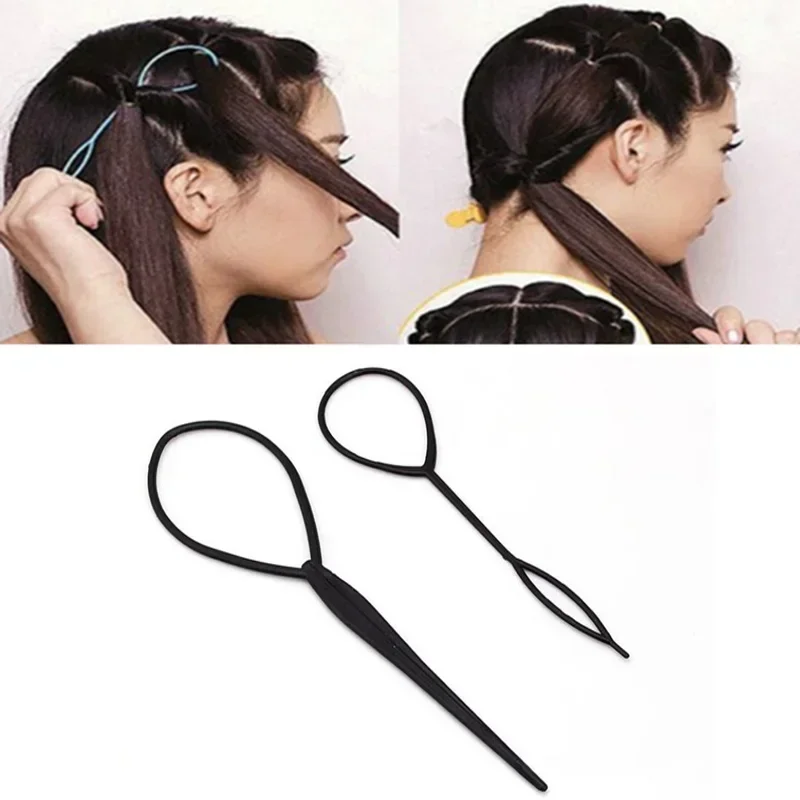 Plastic Hair Loop Styling Tool Magic Topsy Tail Hair Braid Ponytail Styling Clip Bun Maker For Girls Hairstyles