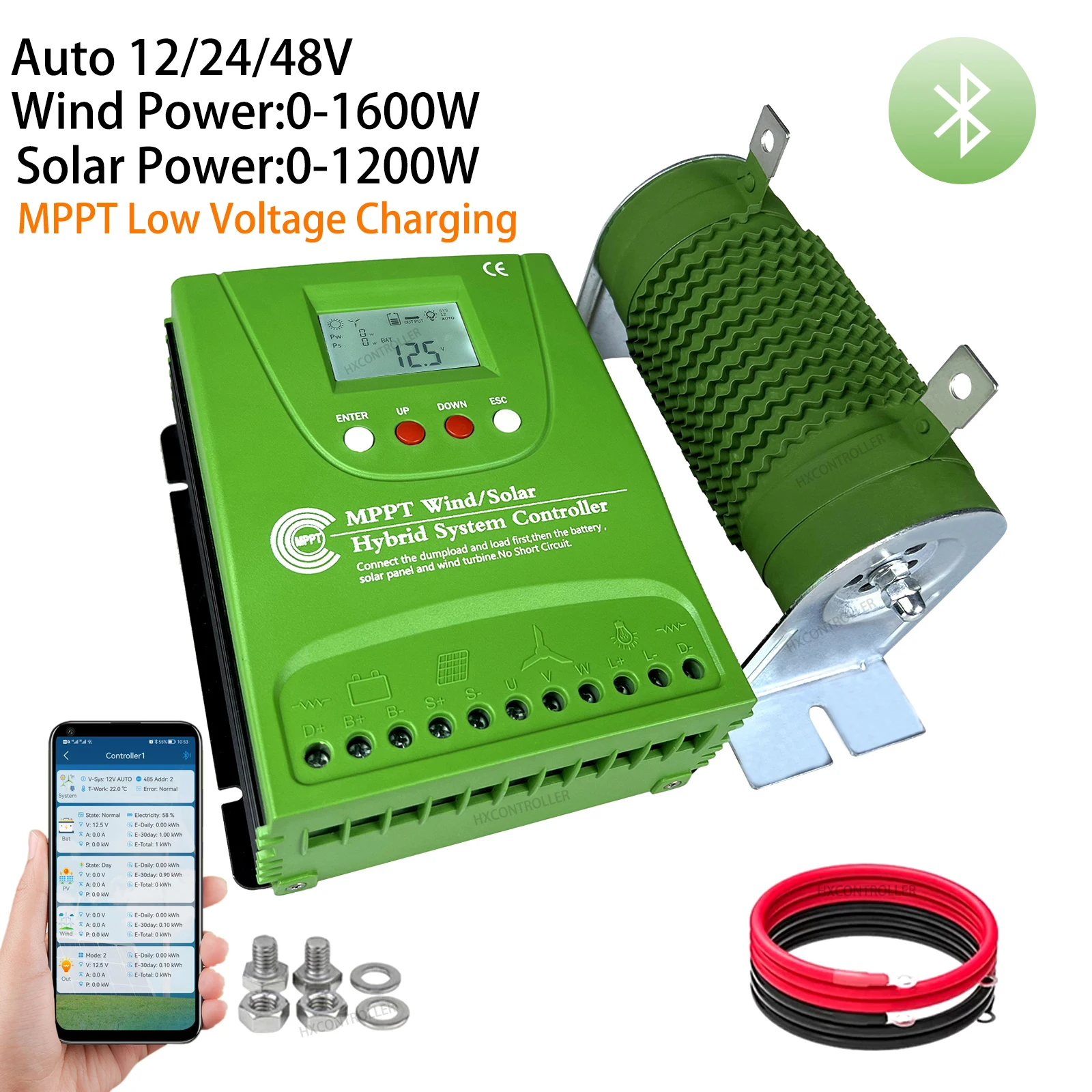 

12V 24V 48V MPPT Wind Turbine Generator Controller 1000W 2000W 2800W Hybrid Solar Wind Power Booster WIFI Bluetooth Regulator