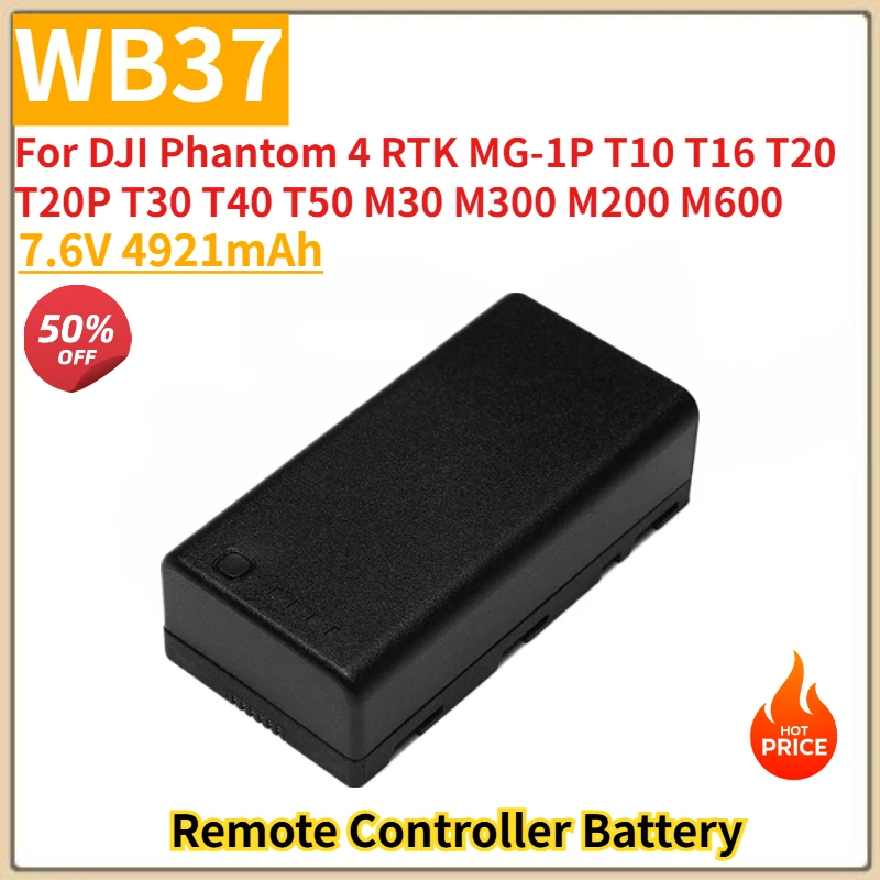 

WB37 High Quality Battery 4921mAh For DJI Phantom 4 RTK T30 T40 T50 T10 T16 T20 T20P M30 M300 M200 M600 MG-1P Remote Controller