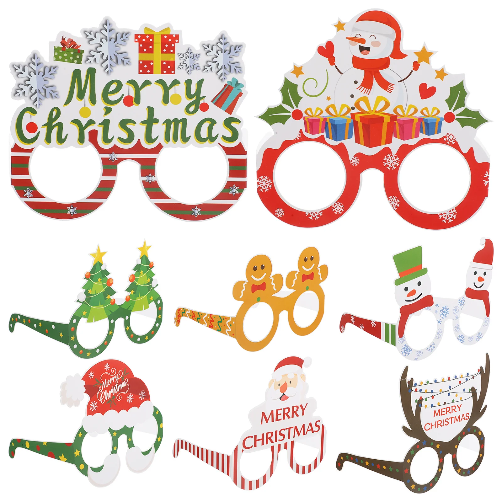 

8Pcs Xmas Eyeglasses Frames Christmas Party Supplies Decorative Photo Booth Props Christmas Eyeglasses Frames Xmas Glasses