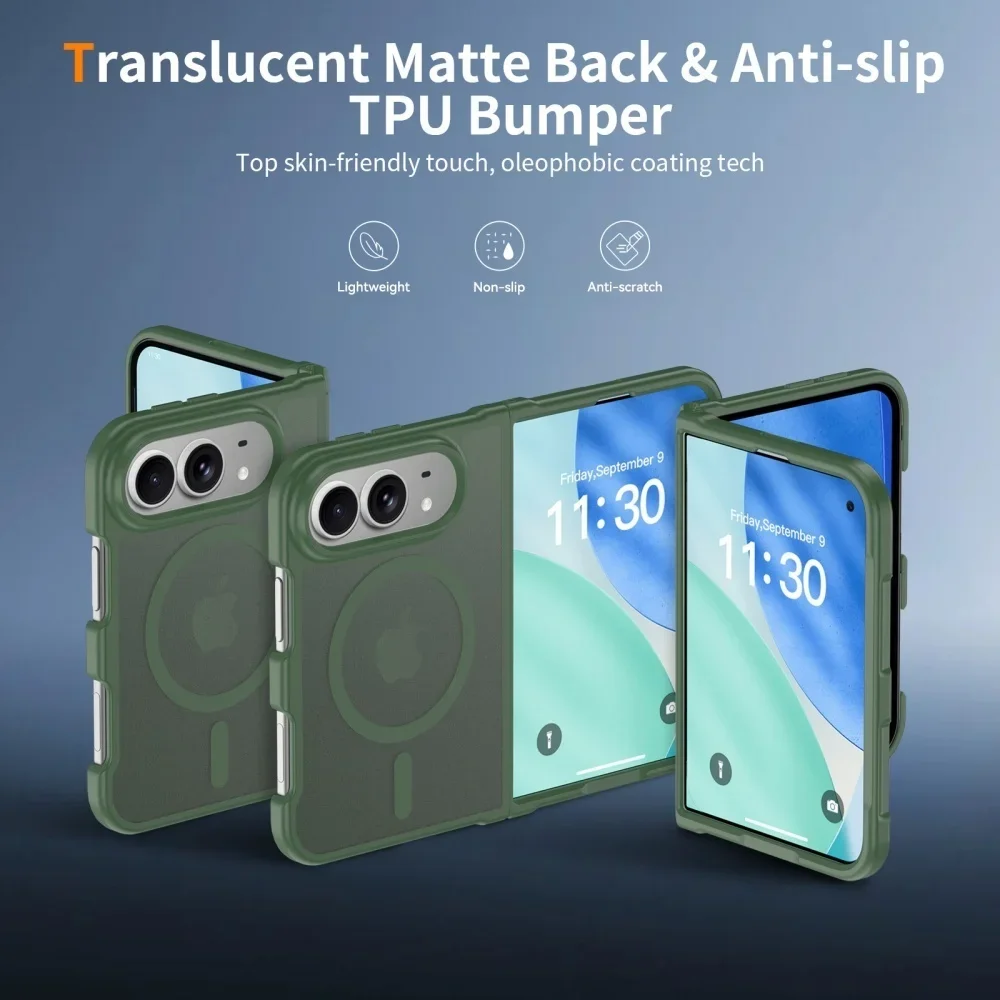 Slim Matte Translucent For Magsafe Case For iPhone Duo duo DUO Fold Wireless Charging Shockproof Back Front PC Hard Cover