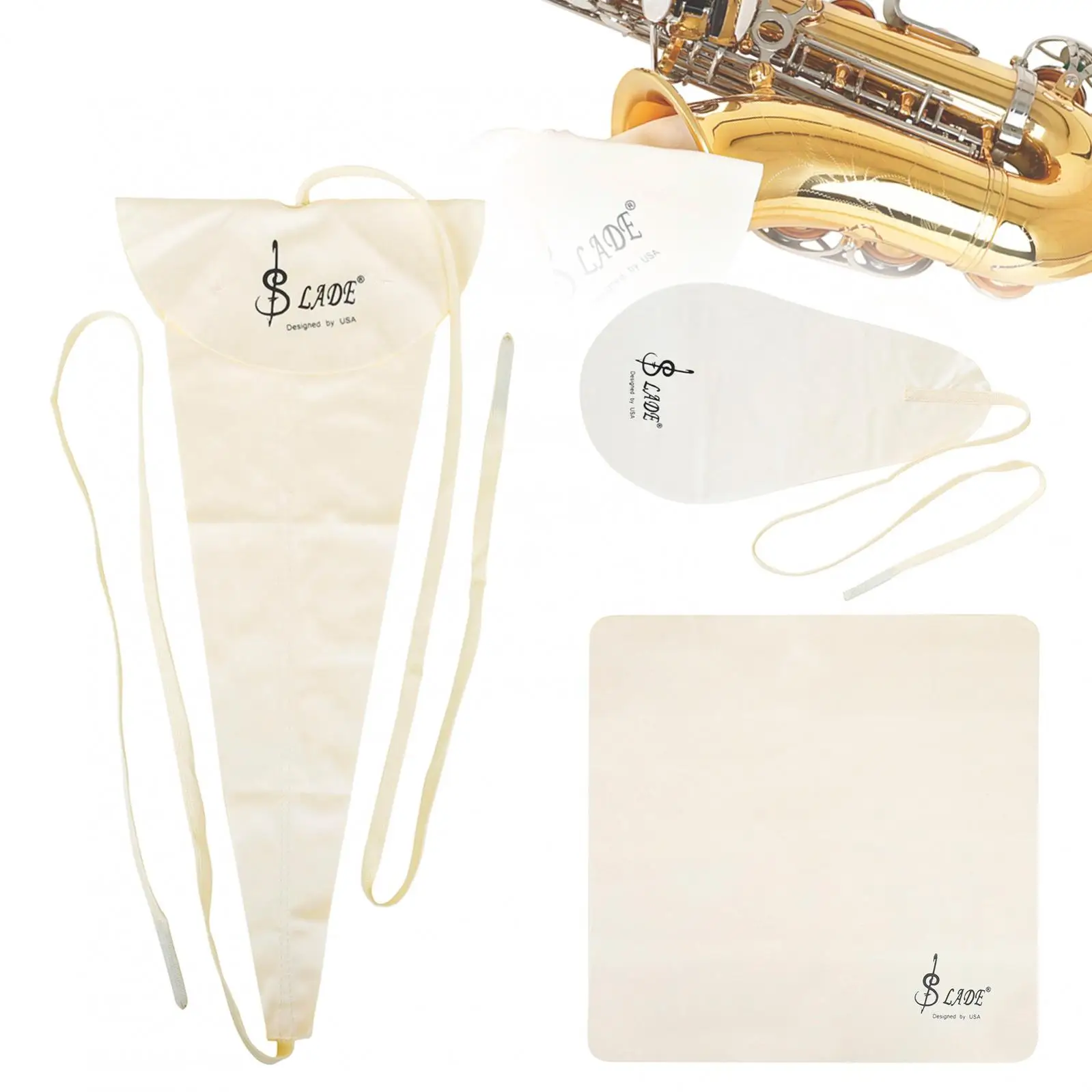 3 szt. Zestaw ściereczek do czyszczenia komory wewnętrznej saksofonu bawełnianego do saksofonu / klarnetu / fletu / instrumentów trąbkowych ściereczka do czyszczenia