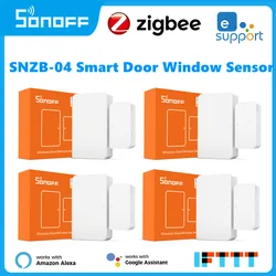 SONOFF-Sensor de alarma para puerta y ventana, SNZB-04 Zigbee, EWelink, seguridad inteligente, ZBBridge, Control de voz necesario con Alexa y Google Home