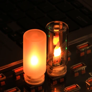 USB Flame Flickering LED Frosted Clear Glass Candle Night Light Simulated Flame for Car Home Room Laptop PC Festival Decoration