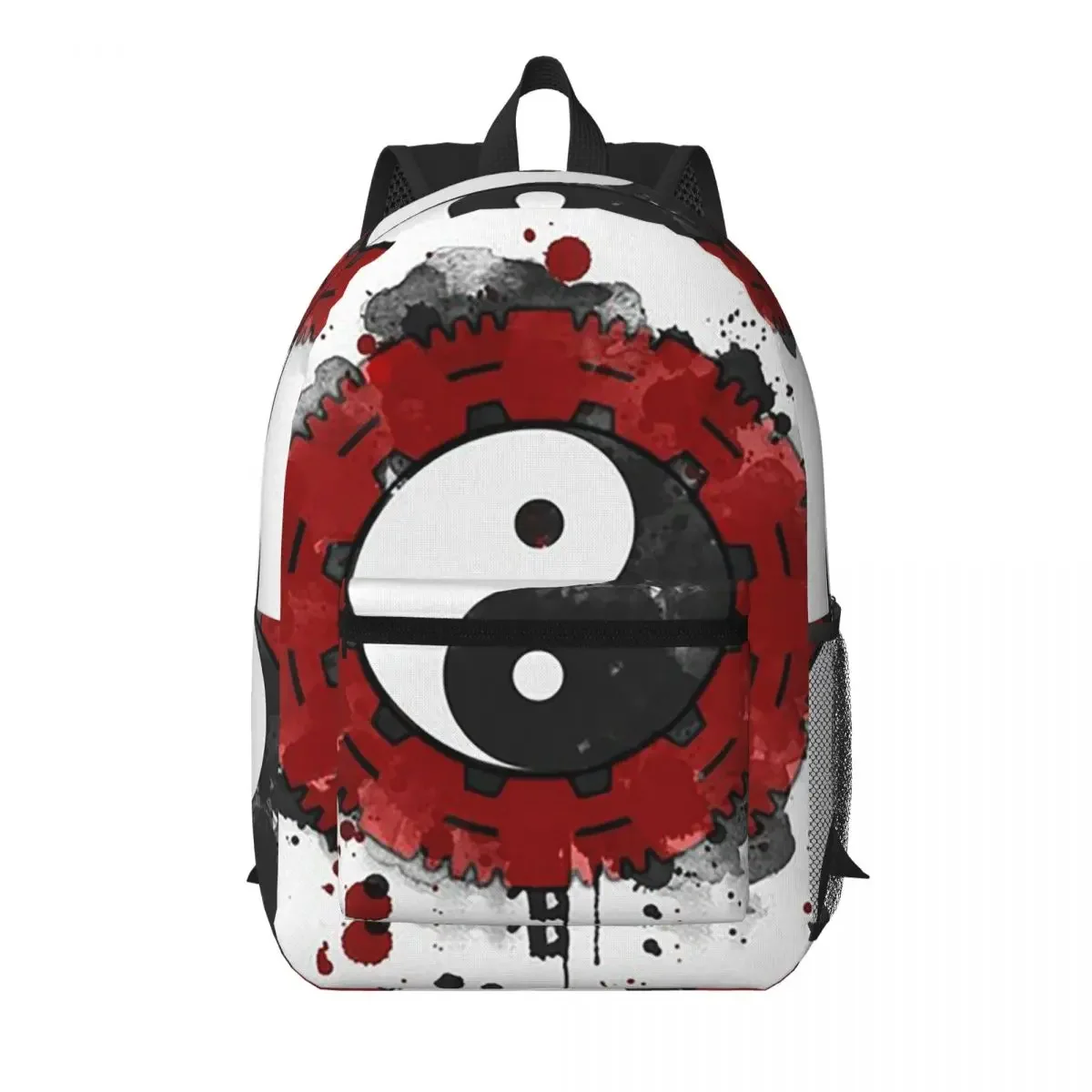 Chinese Yin Yang Graffiti Print Student Backpack School Bag Hiking Travel Daypack for Men Women Bookbag Shoulder Bags