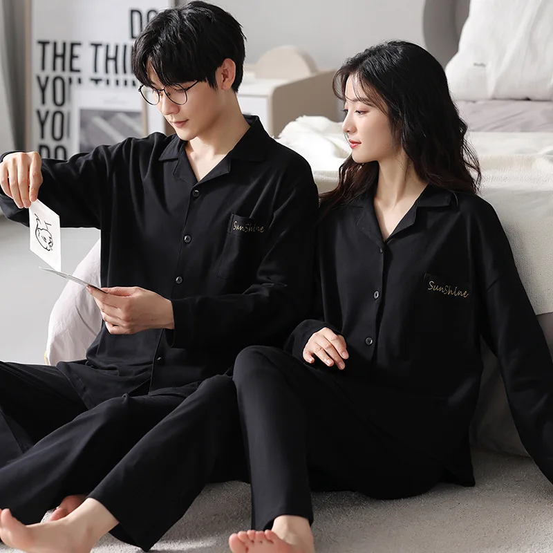 Spring Couple Japan Pajamas Set Women Men Cotton Soft Pyjamas Sleepwear Loose Homewear Fashion Pyjamas Suit pyjama homme coton