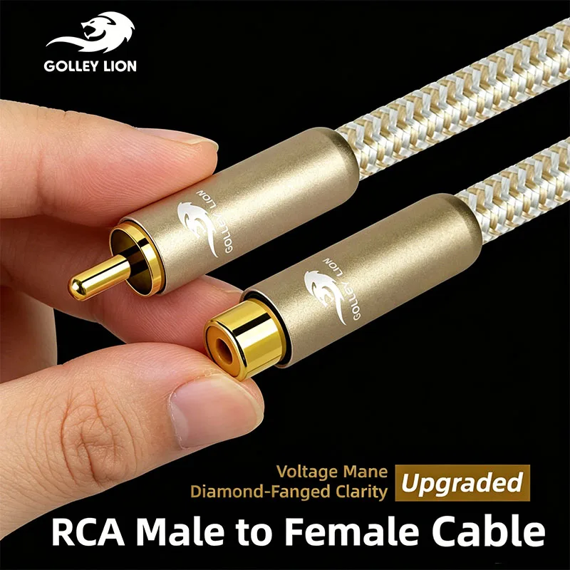 

GOLLEY LION RCA Male to Female Extension Cable, Brilliant Sound Quality subwoofer, Ideal for Amplifier, HiFi, Analog & Digital)