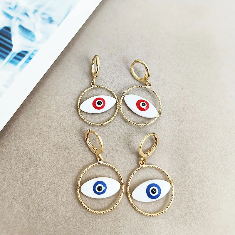 

Renya Vintage Circle Geometric Simulated Acrylic Evil Eye Jewelry Mixed Earrings Lot Boho Gold Eye Heart Earrings For Women Gift