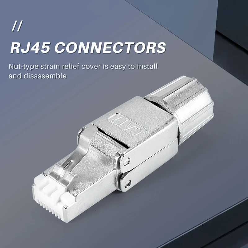 ●RJ45 Cat7 Connectors Tool-Free Reusable Shielded Ethernet Termination Plugs, Internet Plug, Fast Field Installation