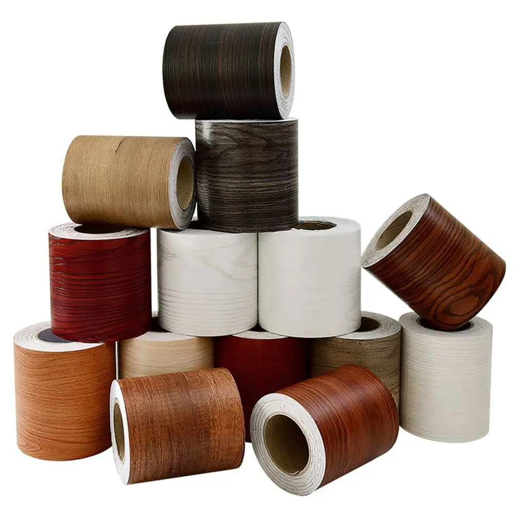 Self-adhesive PVC Wallpaper Waterproof Wood Living Room Skirting Line Vinyl Decals Baseboard Wall Border Corner Stickers