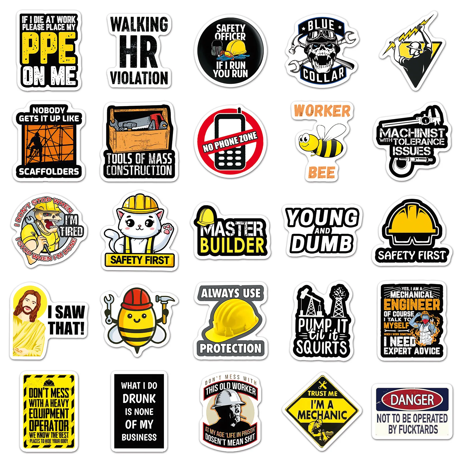 50PCS Cartoon Sicherheit Hut Slogan Aufkleber Graffiti Wasserdicht Aufkleber Personalisierte DIY Dekorative Schreibwaren Helm Gepäck Aufkleber