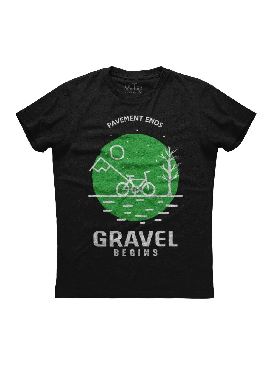 Pavement Ends Gravel Begins Funny Biking Moto Riding T-Shirt. Summer Cotton O-Neck Short Sleeve Mens T Shirt New S-3XL