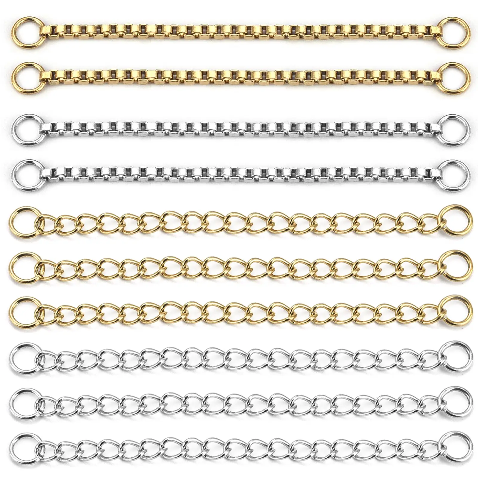 10pcs Stainless Steel Extension Extended Tail Chains Lobster Clasps Connectors DIY Jewelry Making Findings Bracelet Necklaces