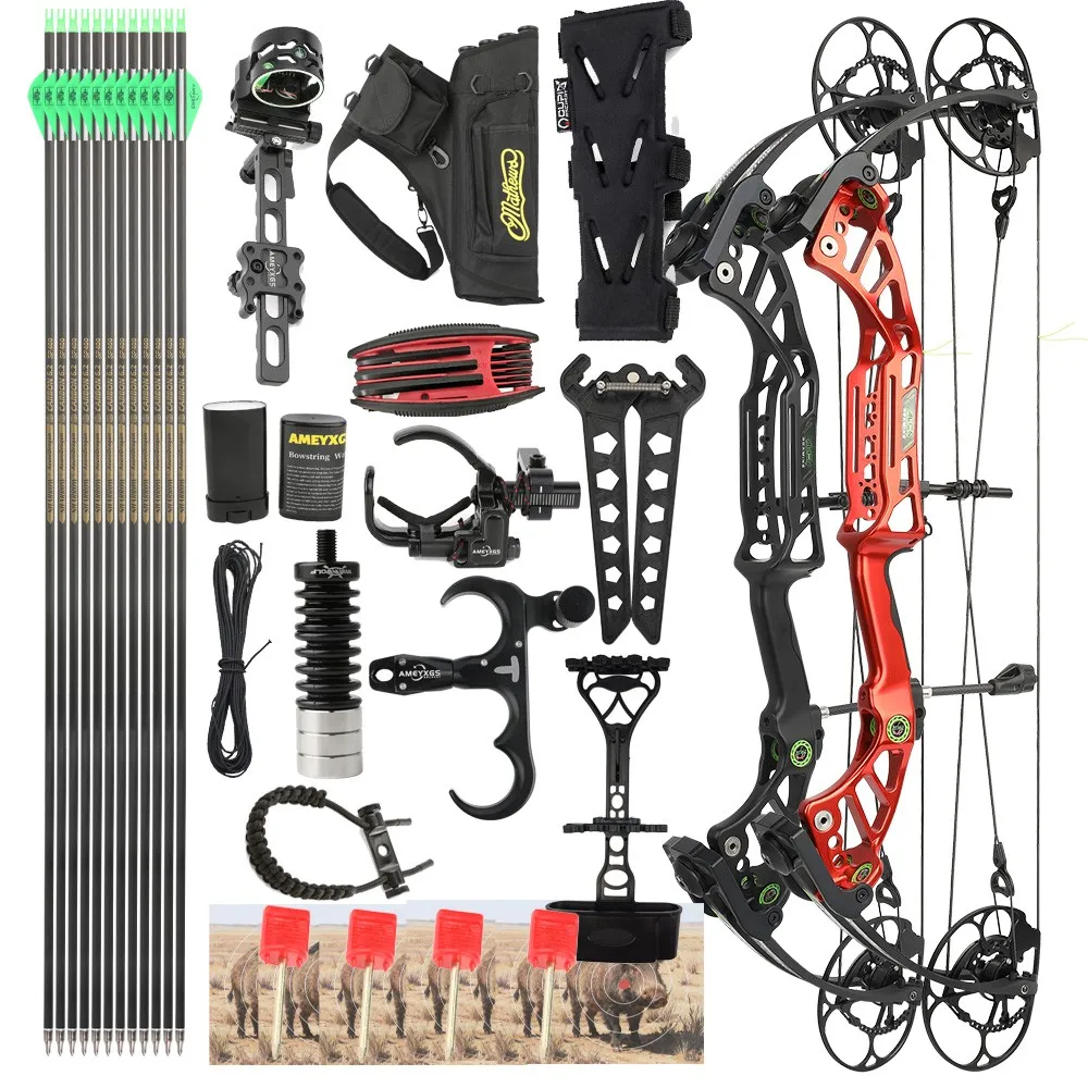 Archery Compound Bow Set 40-75lbs CNC Alloy Target 350FPS Let-off 85% Pulley Bow 29'' Axle-axle for Hunting Shooting Accessory
