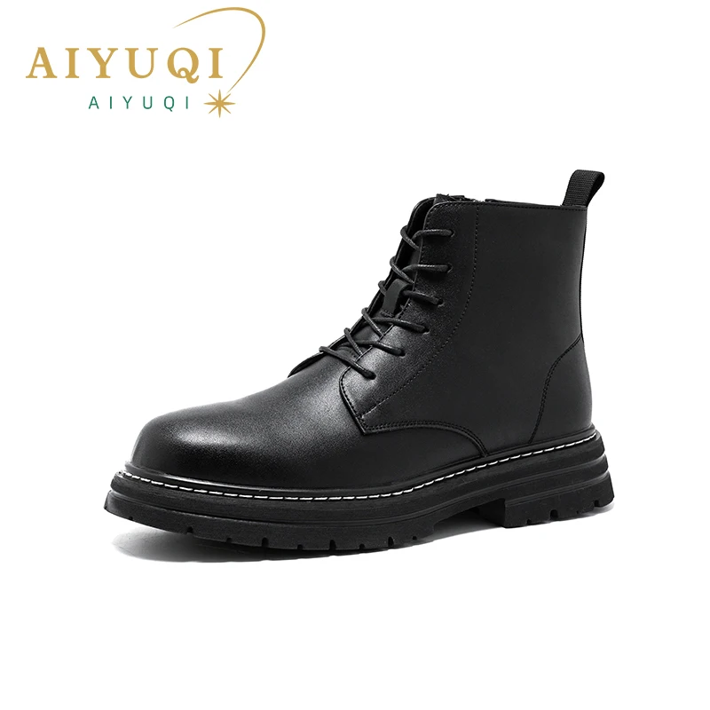 

AIYUQI Chelsea Men Rome 2023 Fall New Lace-up Men's Ankle Boots Retro British Style senior Sense Motorcycle Boots Men