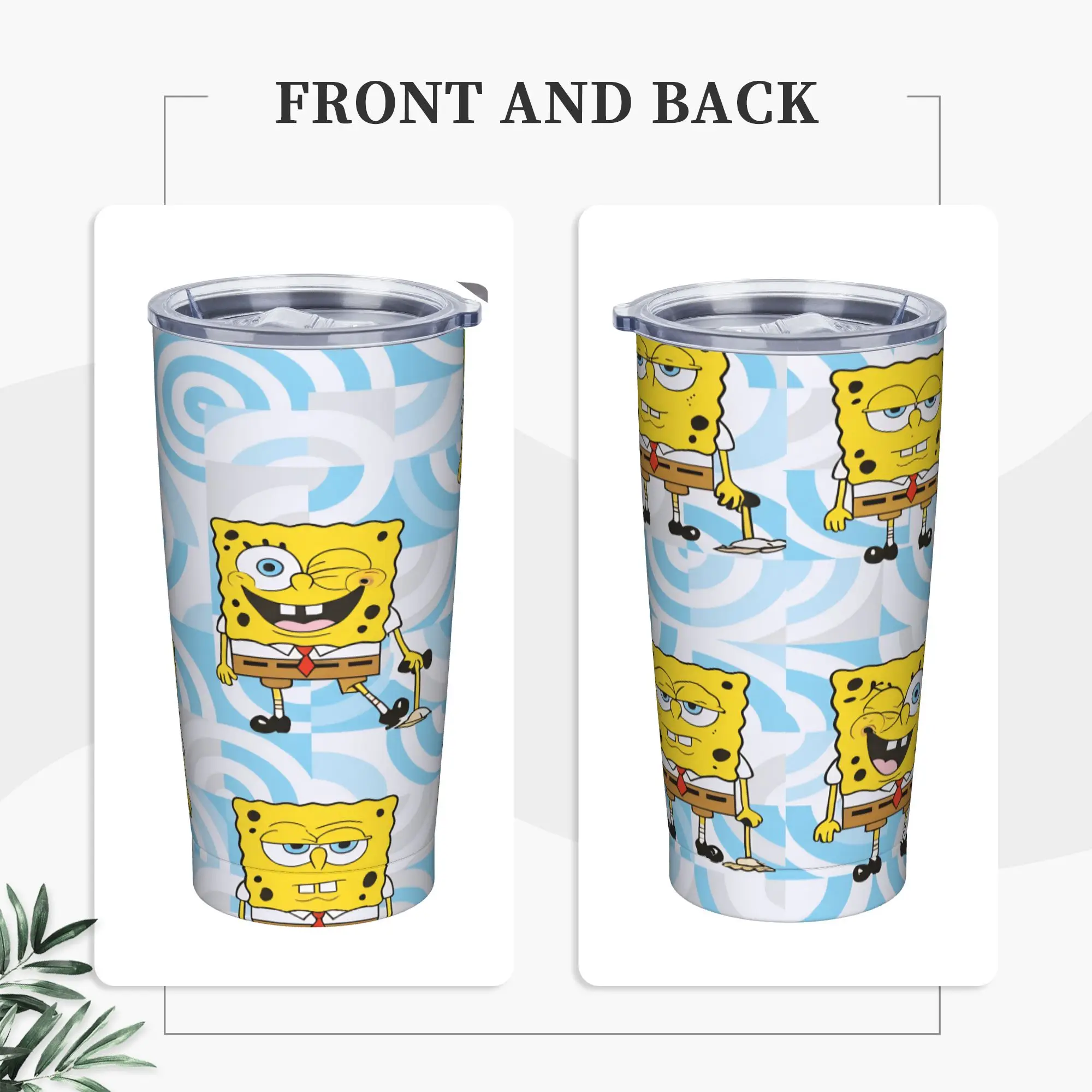 

Стакан из нержавеющей стали, мультяшные автомобильные кружки с губчатой бочкой и соломинкой, бутылка для кемпинга, кружка для кофе с холодной и горячей водой