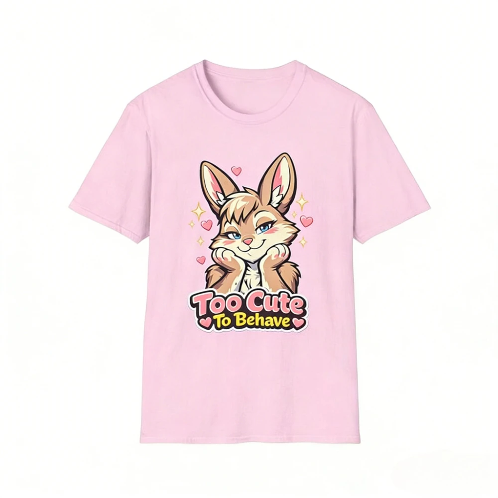 Too Cute To Behave Kawaii Bunny T-Shirt Furry Art Shirt Fluffy Rabbit Lover Gift Tshirt Men Women Fashion Daily Life Cotton Tee