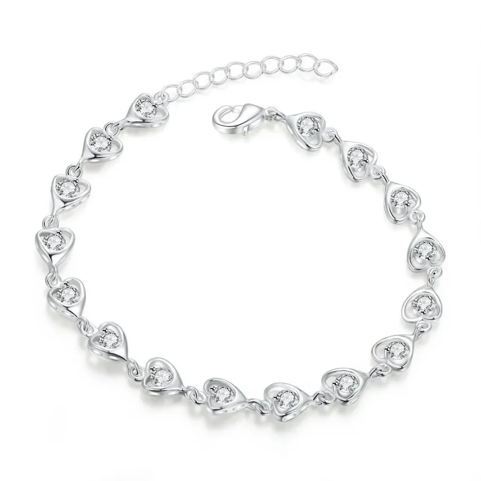 Hot Sales 925 Sterling Silver Bracelets Special Heart Zircon For Lady Women Men Wedding Pretty Fashion Jewelry Couple Gifts