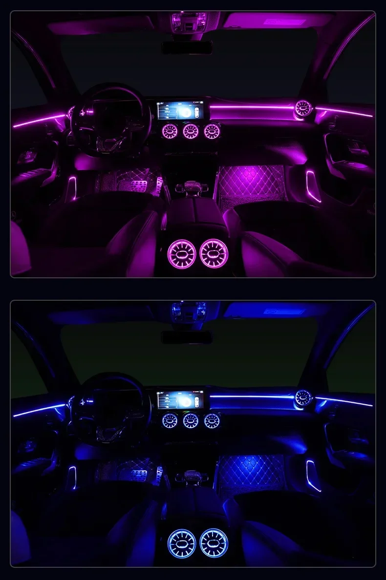 64 Colors Ambient light LED Vents For Mercedes Benz W177 W118 W247 A/B/CLA/GLA/GLB Class Car RGB Interior Decoration Lamp Refit