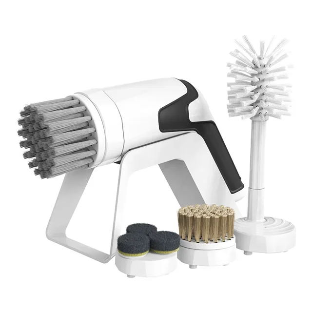 

4 Bruhes Cleaning Brush Electric Spin Scrubber for Kitchen, Cordless Power Spinning Scrub Brush