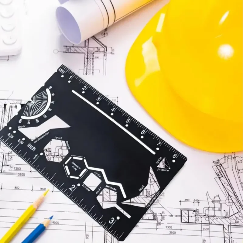 مهندس الجيب متعدد الوظائف للجيب، مسطرة هندسية من سبيكة معدنية، منقلة رسم هندسية دقيقة #3