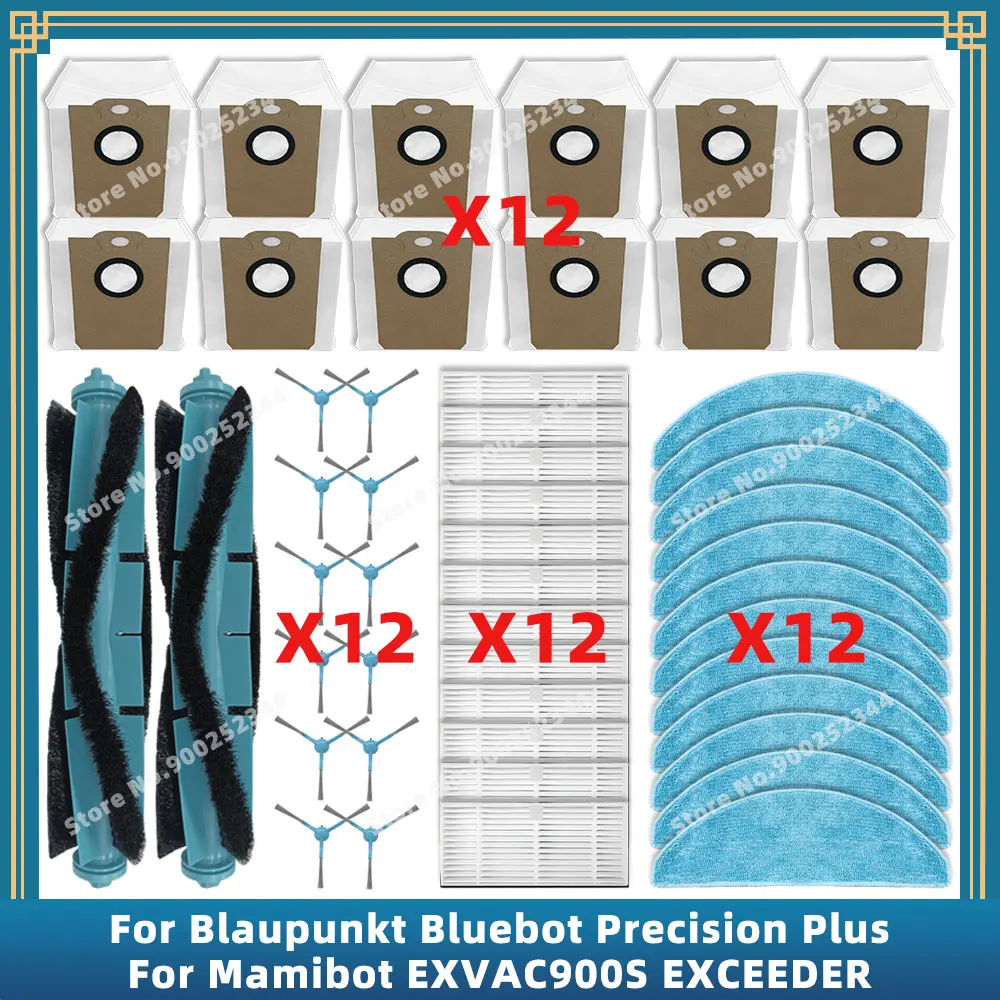 Compatible For Blaupunkt Bluebot Precision Plus / Mamibot EXVAC900S EXCEEDER Spare Parts Main Side Brush Filter Mop Dust Bag