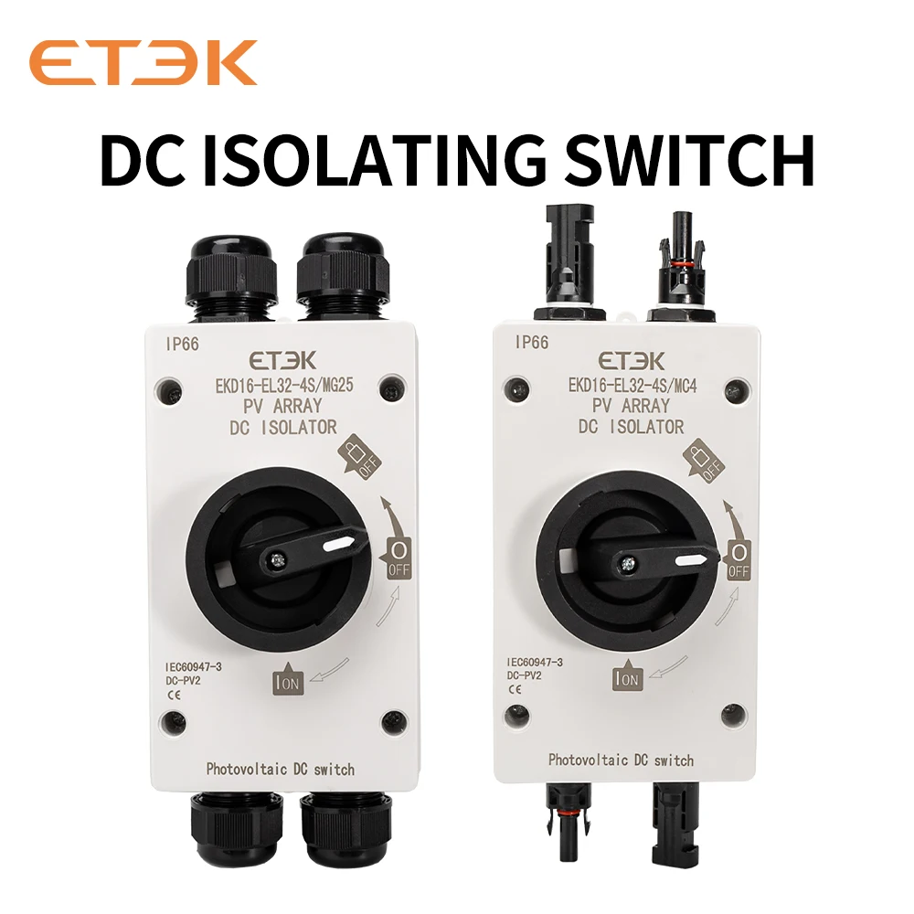 

ETEC DC Isolator With box IP66 4P 32A 4series/1(3+1)strings Top to Bottom Connection with 4 EKD16-EL32.