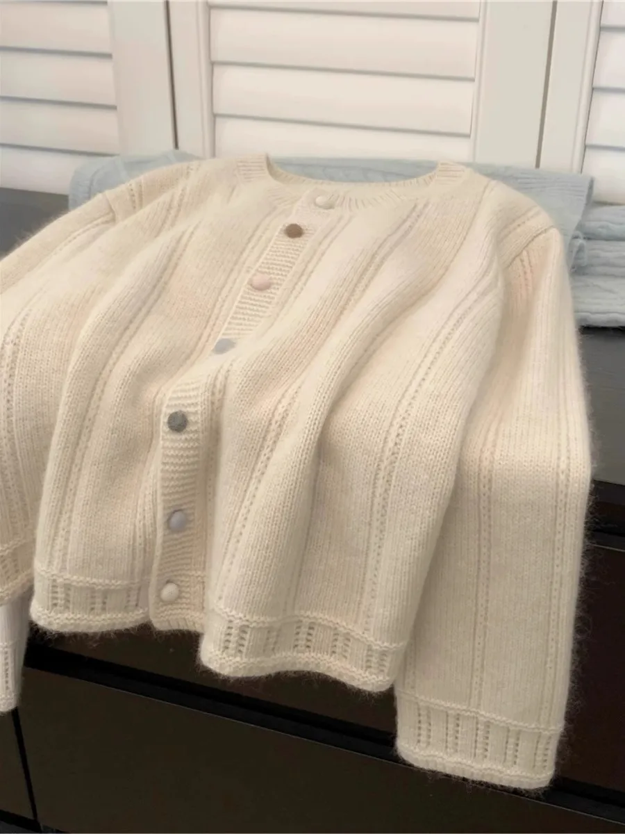 Extra groot 300-Pou Fat MM-knop rond Ne gebreid open vest dames herfst winter lang Sve los sweatshirt...