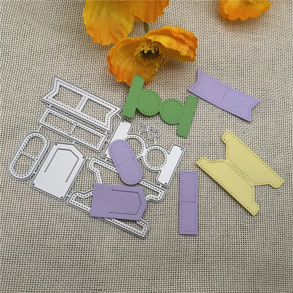 Planner Tabs Frames Metal cutting dies mold Round hole label tag Scrapbook paper craft knife mould blade punch stencils dies