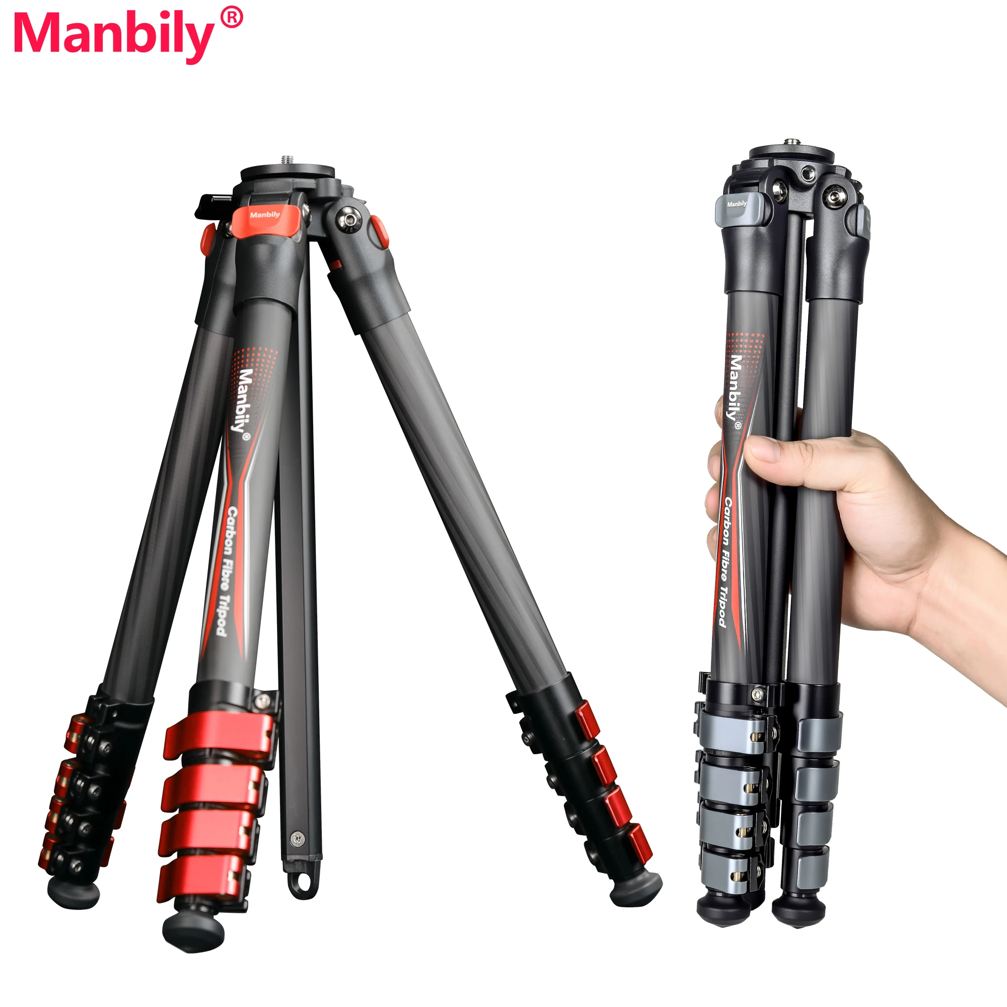

Manbily Professional Travel Tripods 5-sections Carbon Fiber Lightweight Portable Tripod without Ballhead Max.load 10kg/22lbs
