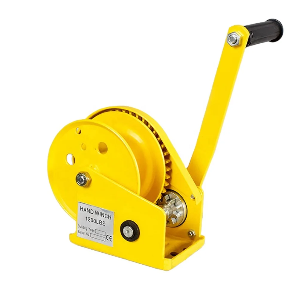 Hand Crank Capstan Manual Rope Winch with Friction Brake 1200LBS Load Capacity Alloy Steel Construction for Crane Applications
