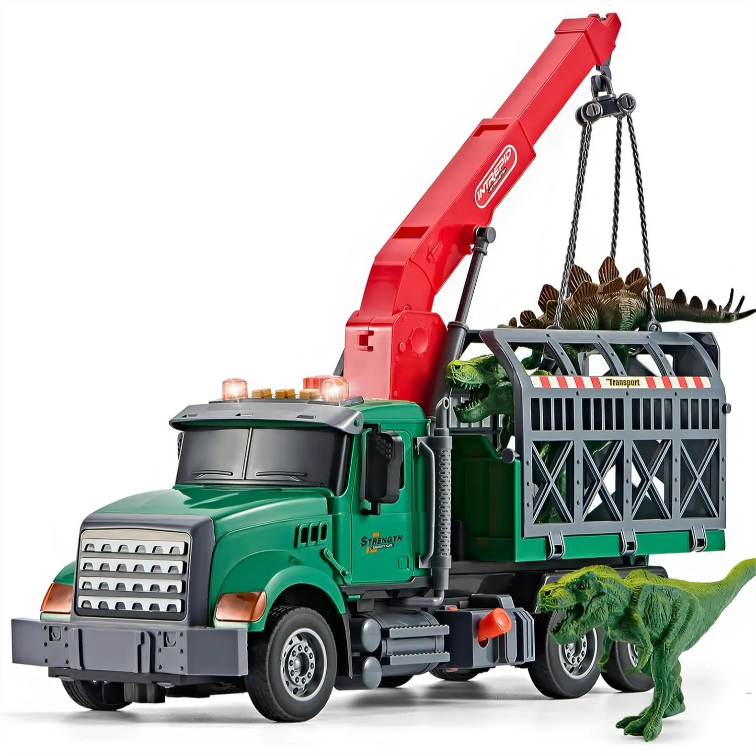 

Large Dinosaur Transport Truck Toys for 3-8 Year Old Boys, Lights Sounds Loading Crane Vehicle, Christmas Birthday Gift