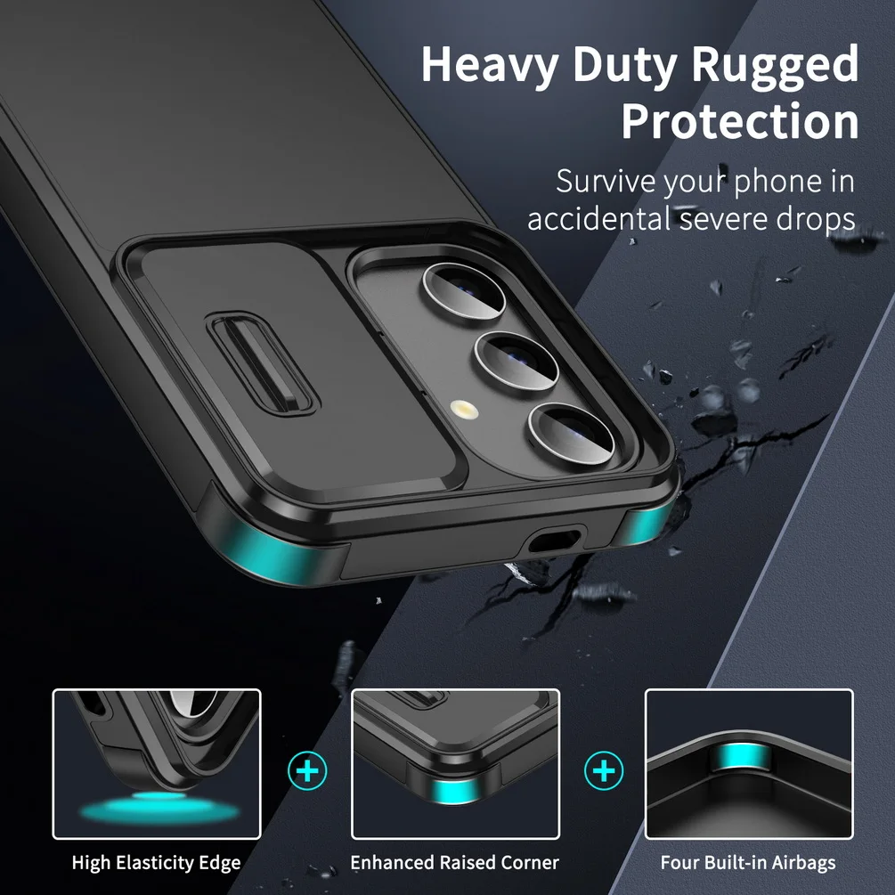 Sliding Camera Protects Phone Case for Samsung A16 A06 Galaxy A55 A35 A25 A15 A54 A14 A04S A23 A13 A53 A32 A03S Heavy Duty Cover