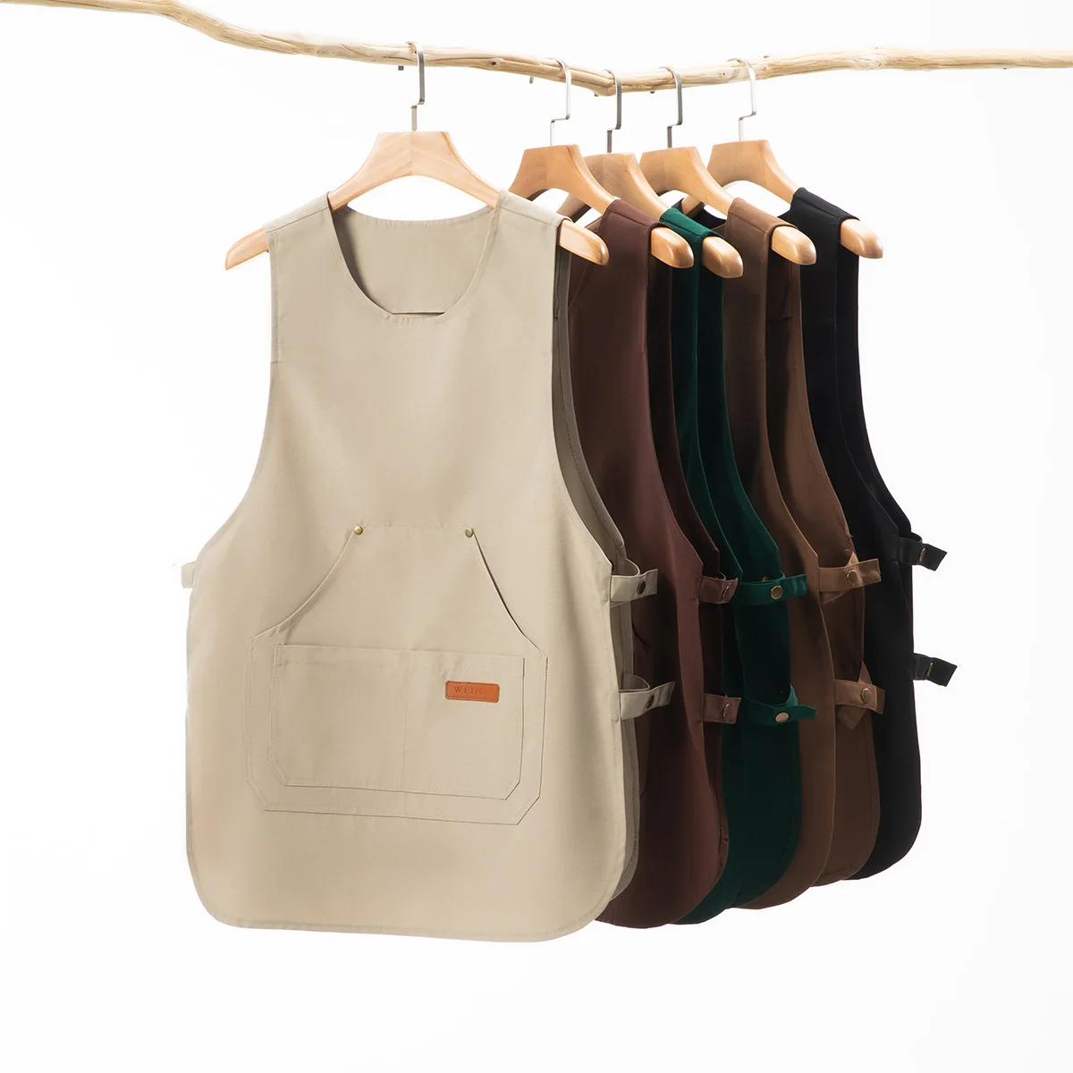 1 Piece of Unisex Work Apron, Adjustable Button Strap Overall Vest, Multi-Pocket Practical Apron Vest
