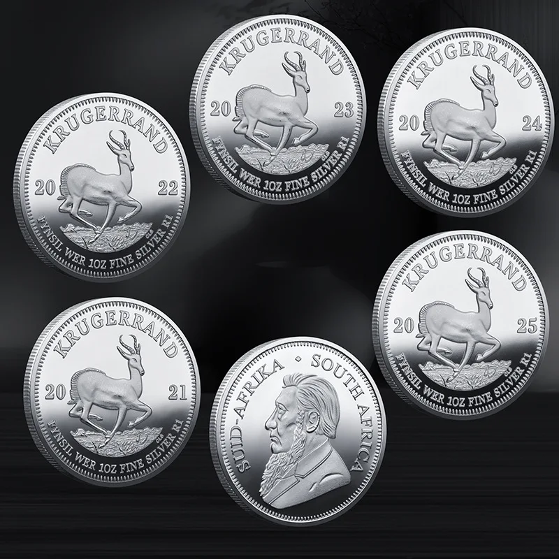 Juego de 6 Monedas de Plata Krugerrand de Sudáfrica y Arabia Saudita, 1 Onza, No Magnéticas, 2011-2026, con Imagen de Paul Kruger, Monedas Coleccionables de Valor
