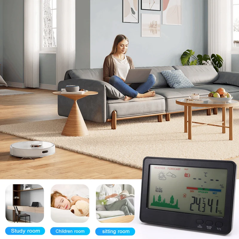 Therye.com et hygromètre sans fil pour l'intérieur et l'extérieur, stations météo, température et humidité, 328 Fédération, portée de 100m